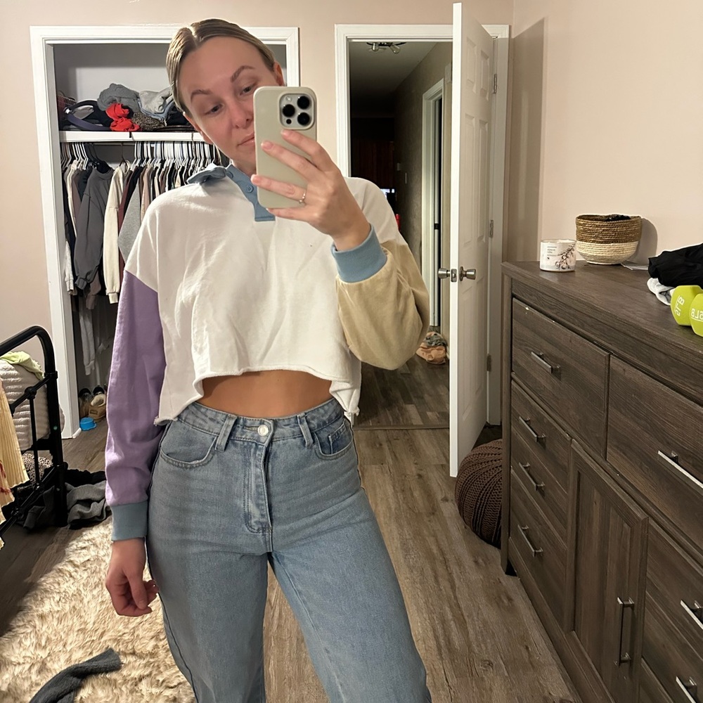 Forever 21 Multicolor Cropped Hoodie